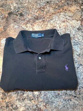 Polo by Ralph Lauren Black Polo Shirt with Purple Pony